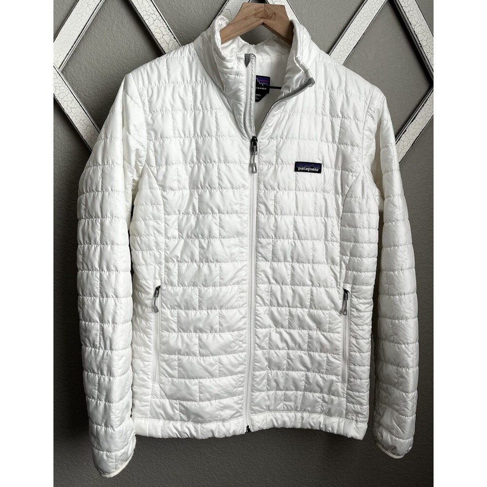Patagonia Nano Puff Women's L Full Zip Jacket Insulated Primaloft Quilted -White